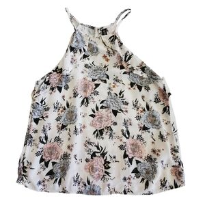 1330 * Divided H&M Floral Tank Top White Pink Blue Size 2